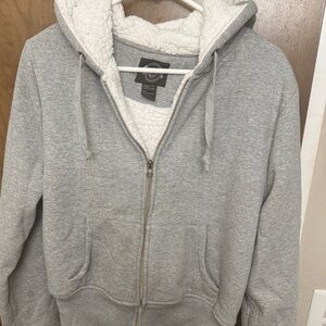 Gray Sherpa-Lined Hoodie brand new tags says 2X but really mens size Med.